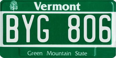 VT license plate BYG806