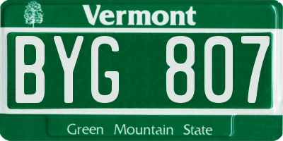 VT license plate BYG807