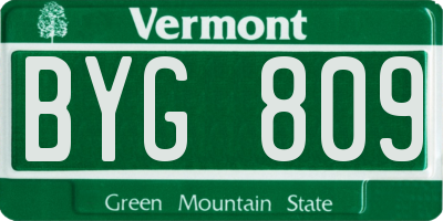 VT license plate BYG809