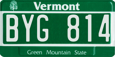 VT license plate BYG814