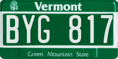 VT license plate BYG817