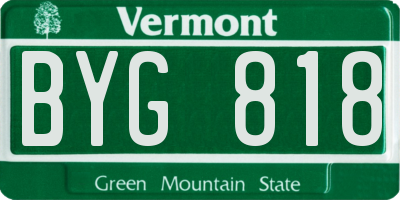 VT license plate BYG818