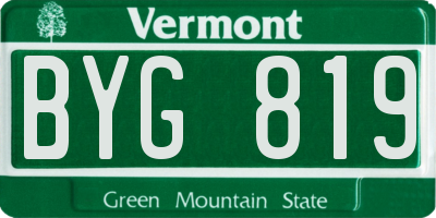 VT license plate BYG819