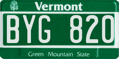 VT license plate BYG820