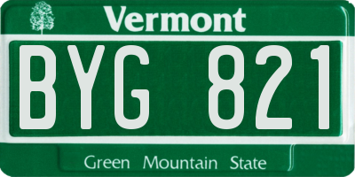 VT license plate BYG821