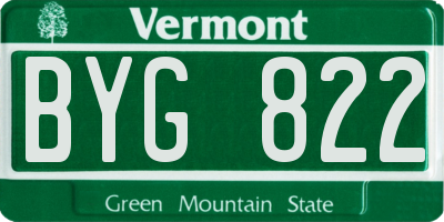 VT license plate BYG822