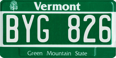 VT license plate BYG826