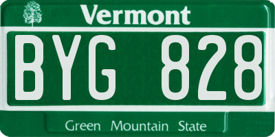 VT license plate BYG828