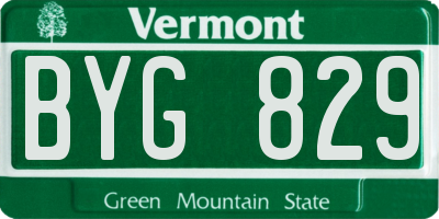 VT license plate BYG829