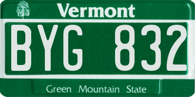 VT license plate BYG832