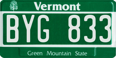 VT license plate BYG833