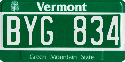 VT license plate BYG834