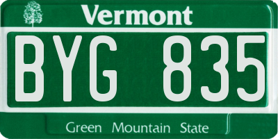 VT license plate BYG835