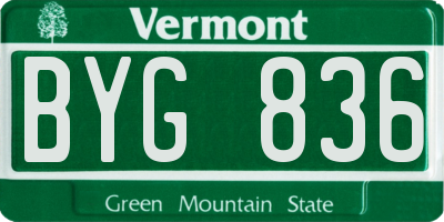VT license plate BYG836