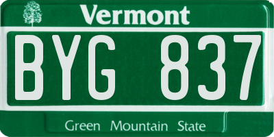 VT license plate BYG837
