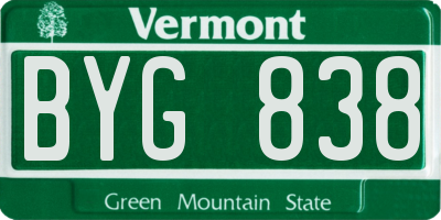 VT license plate BYG838