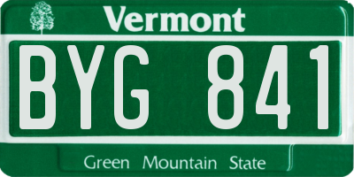VT license plate BYG841