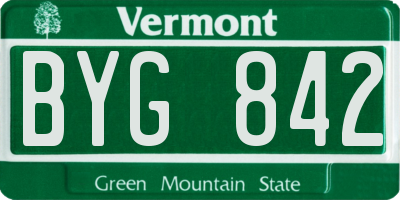 VT license plate BYG842