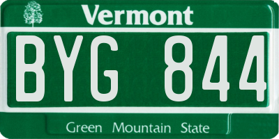 VT license plate BYG844
