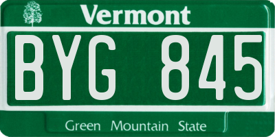 VT license plate BYG845