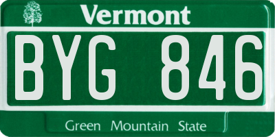 VT license plate BYG846