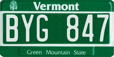 VT license plate BYG847