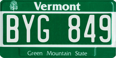 VT license plate BYG849