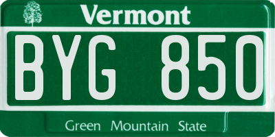 VT license plate BYG850