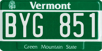 VT license plate BYG851