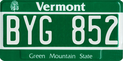 VT license plate BYG852