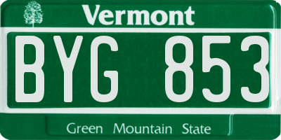VT license plate BYG853