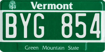VT license plate BYG854