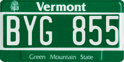 VT license plate BYG855