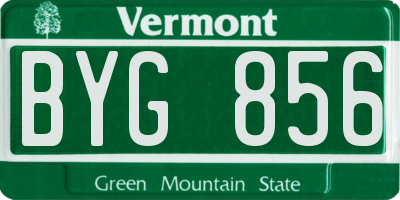VT license plate BYG856