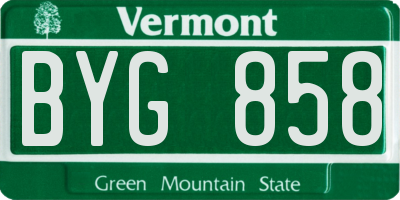VT license plate BYG858