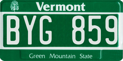 VT license plate BYG859