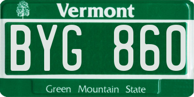 VT license plate BYG860
