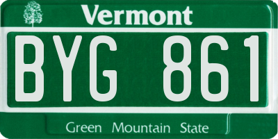 VT license plate BYG861