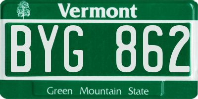 VT license plate BYG862