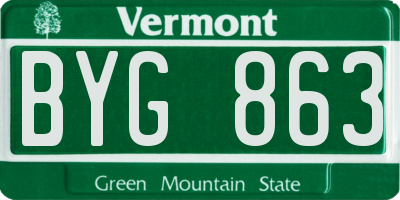 VT license plate BYG863