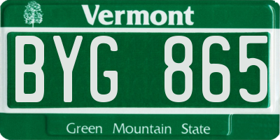 VT license plate BYG865