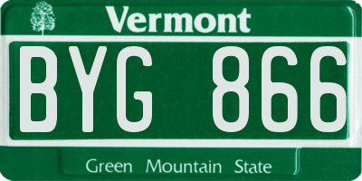 VT license plate BYG866