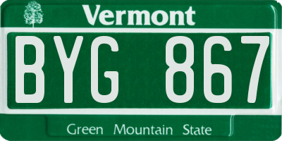 VT license plate BYG867