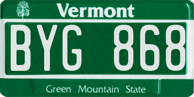 VT license plate BYG868