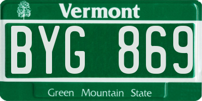 VT license plate BYG869