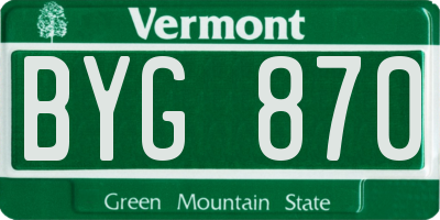 VT license plate BYG870