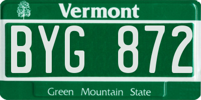 VT license plate BYG872