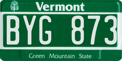 VT license plate BYG873