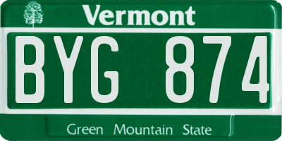 VT license plate BYG874
