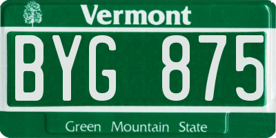 VT license plate BYG875